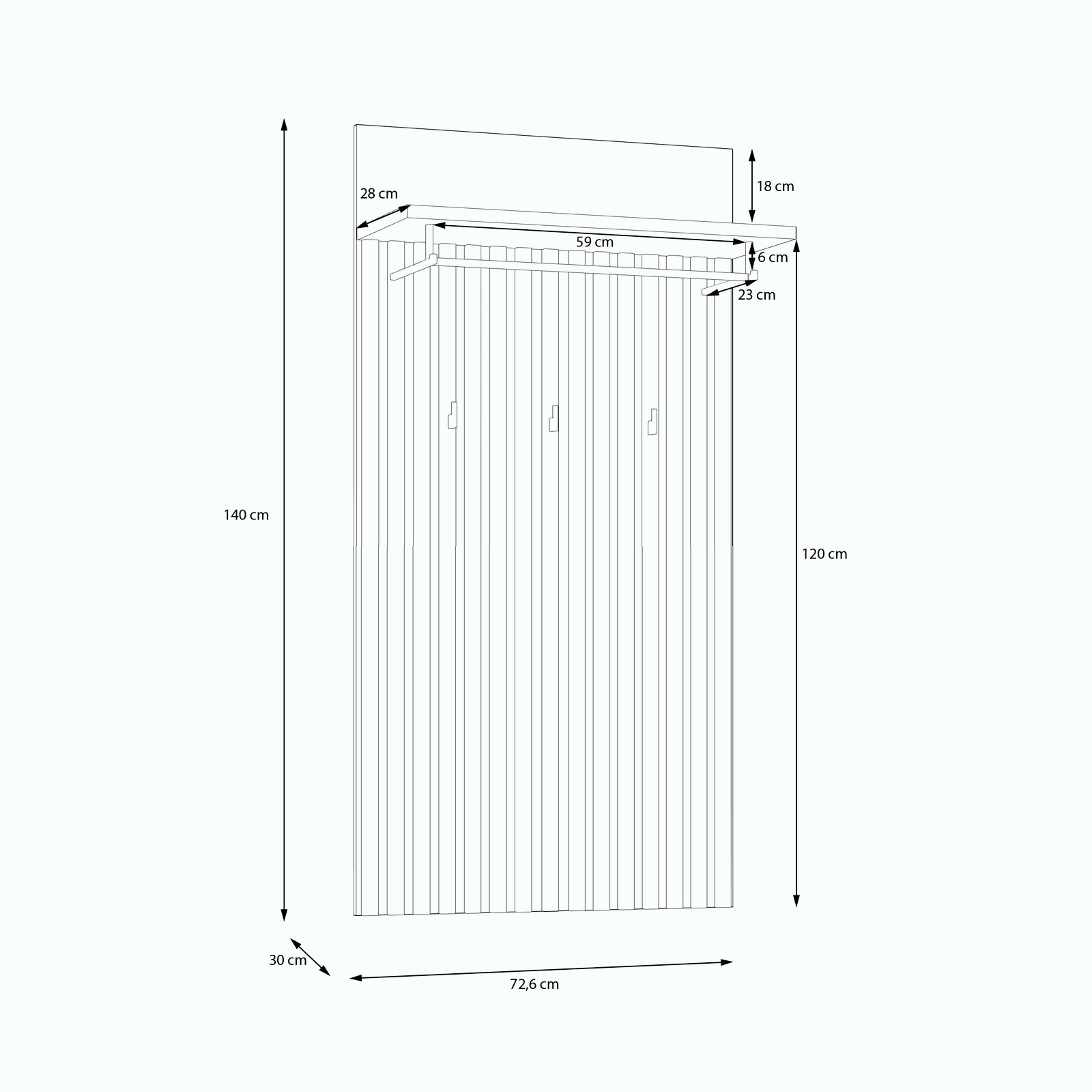 Panel ubraniowy z lamelami