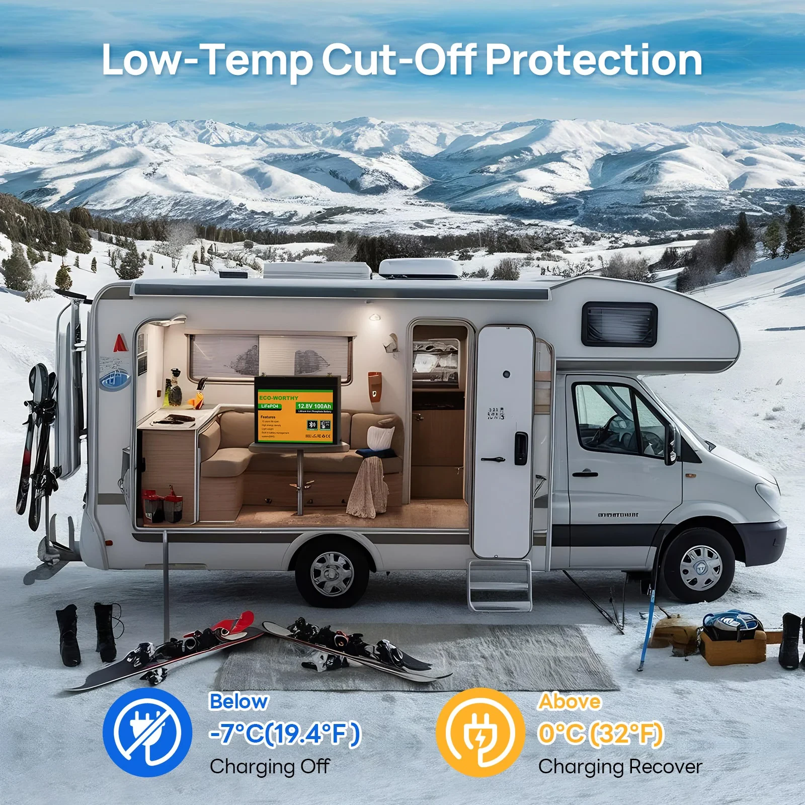 Акумулятор для резервного живлення LiFePO4 Eco-Worthy 12.8V 100Ah з Bluetooth